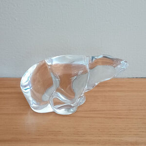 Vintage Hadeland Of Norway Crystal Glass Polar Bear Paperweight Figurine 3.25"